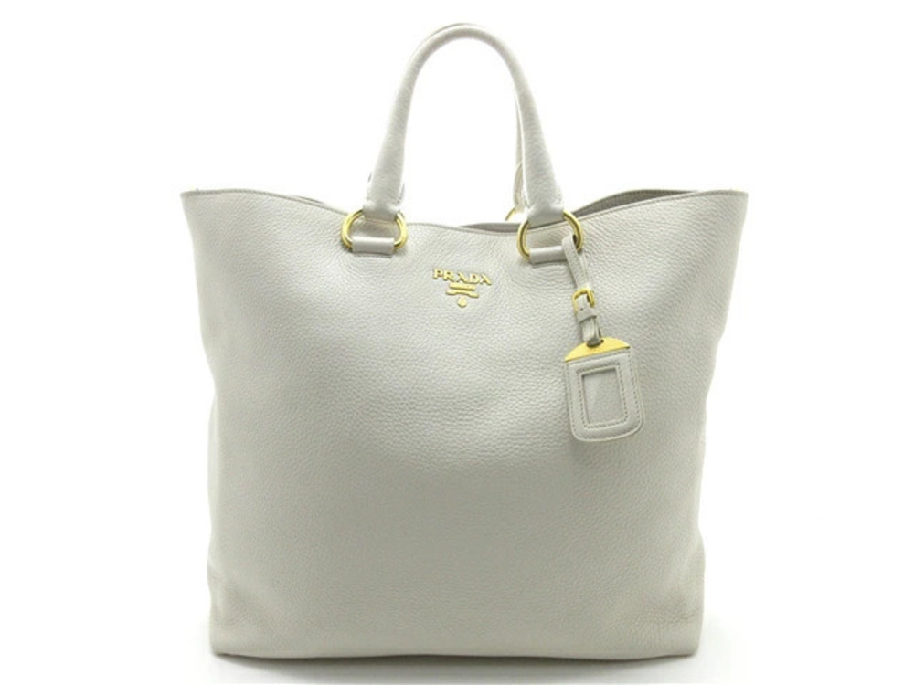 Prada Bag Tote Beige Cream Leather